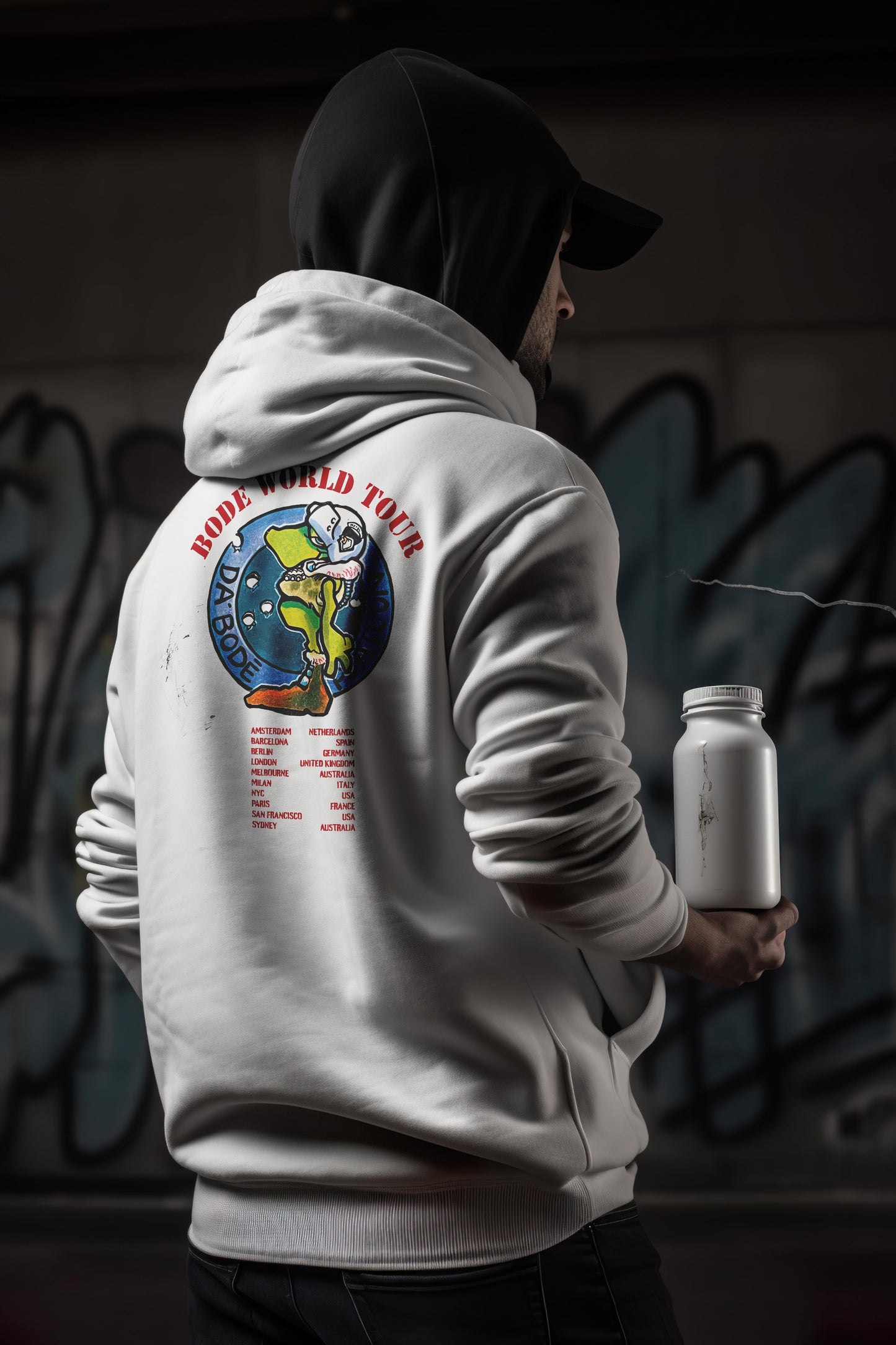 Bode World Tour "Tanking Around" Limited Edition Double Sided Hoodie White