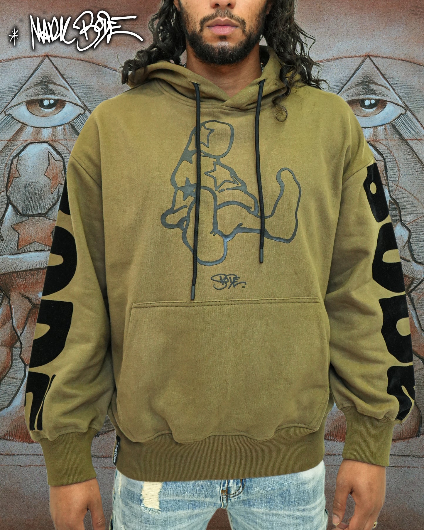 Mark Bodē Cheech Chilling Olive Knit Hoodie