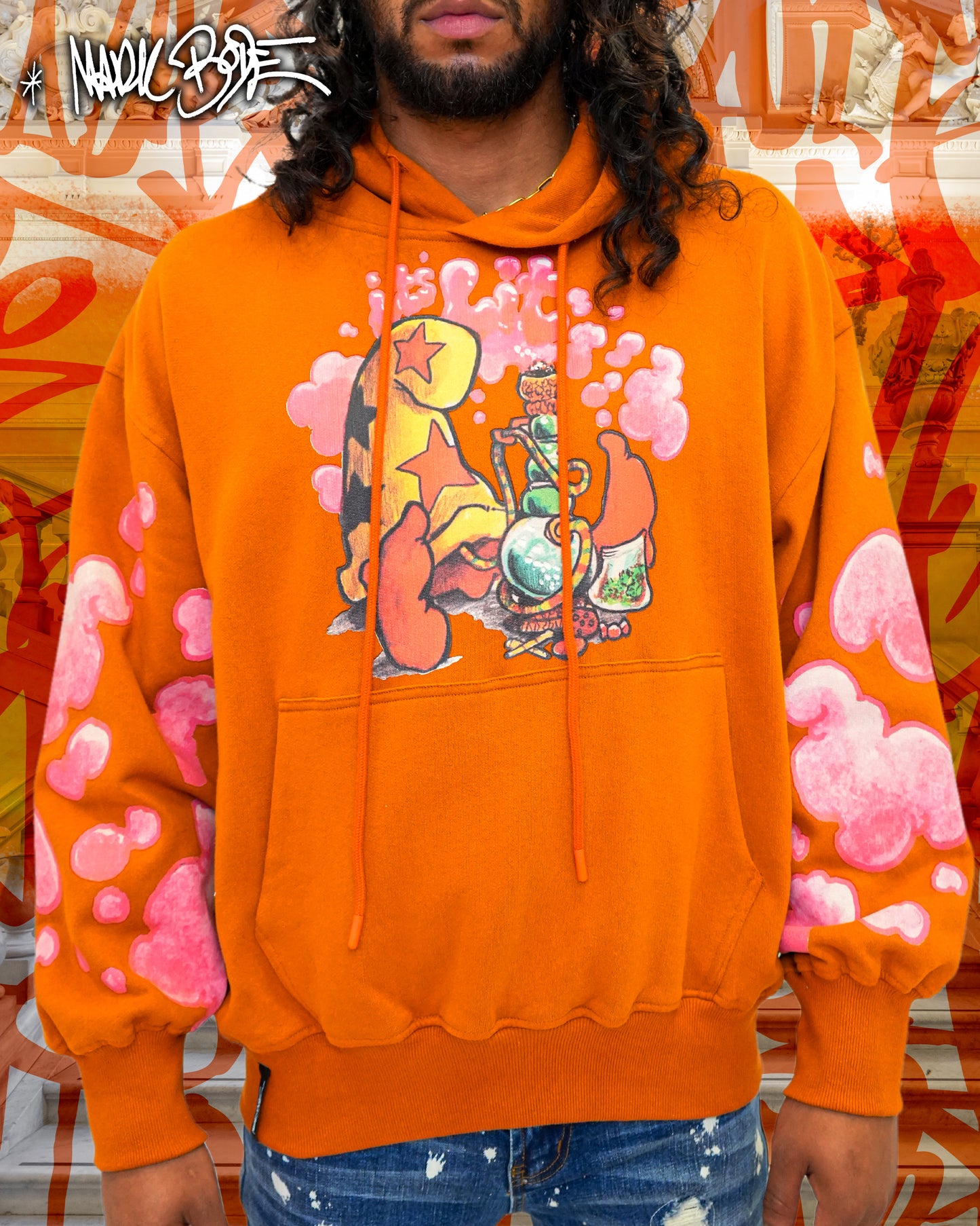 Mark Bodē Stoned Cheech Rust Knit Hoodie