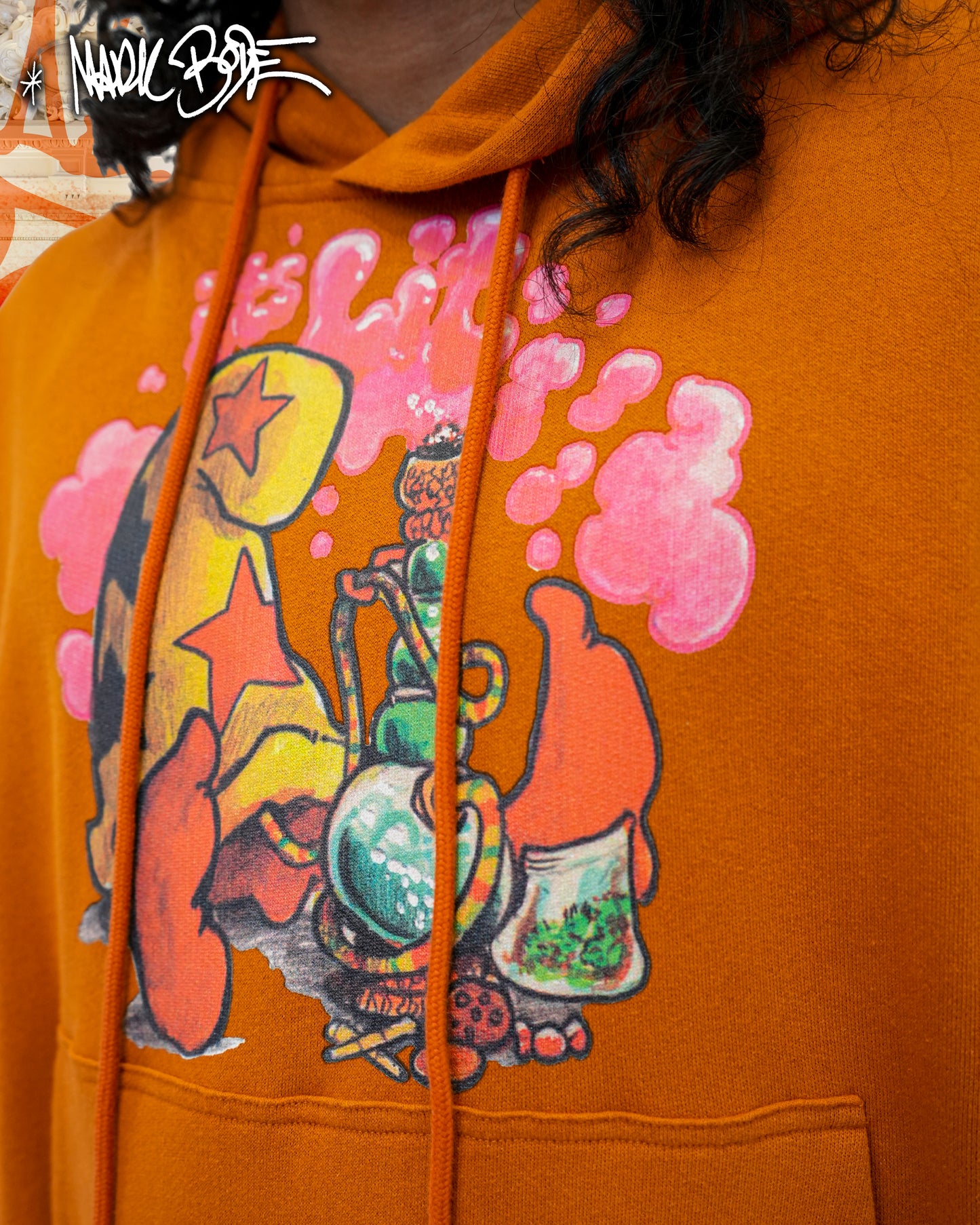 Mark Bodē Stoned Cheech Rust Knit Hoodie