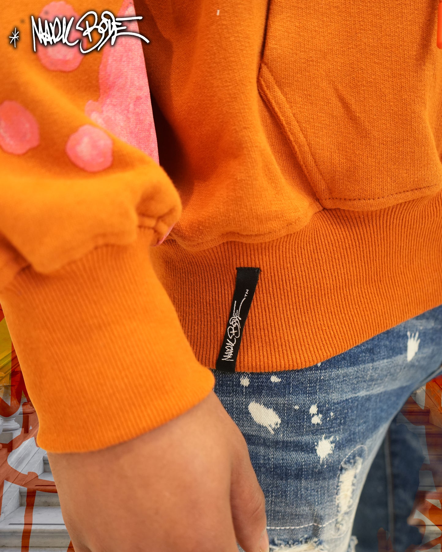 Mark Bodē Stoned Cheech Rust Knit Hoodie