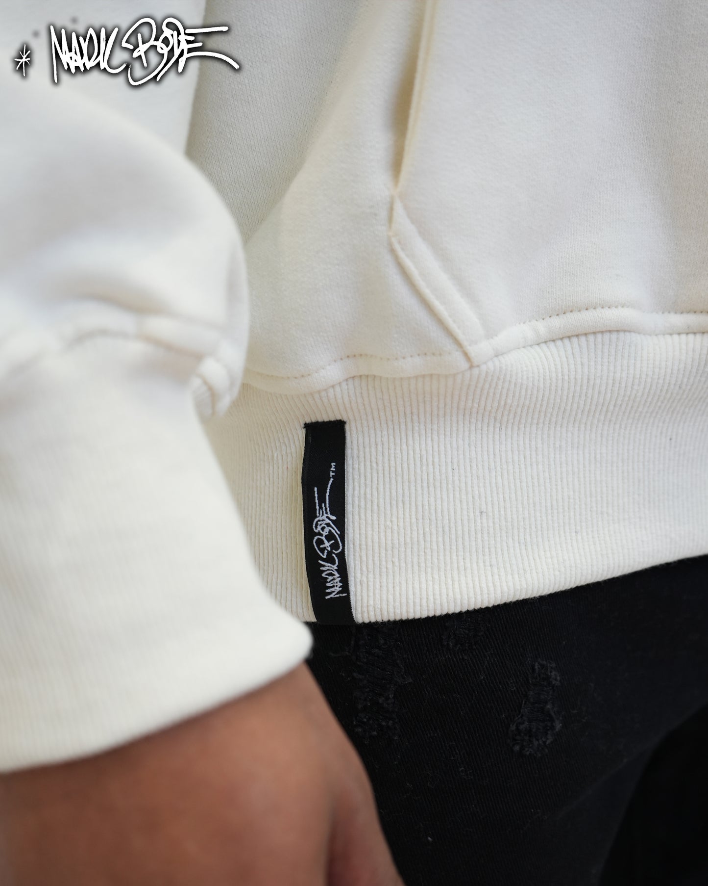 Mark Bodē Cheech N The Broad Bone White Knit Hoodie