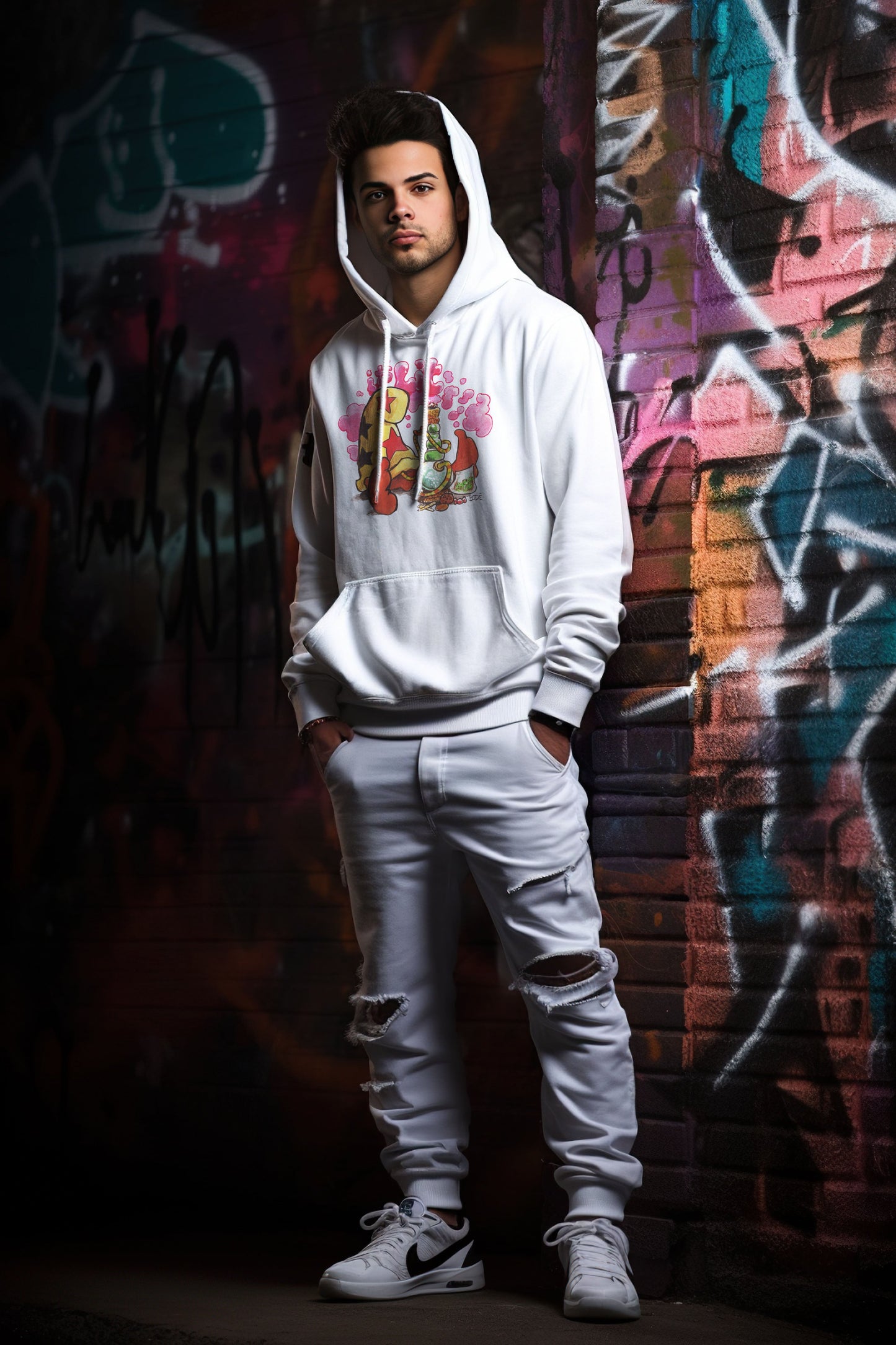 Bode "It's Lit" Cheech Limited Edition Double-Sided Heavy Blend White Hoodie