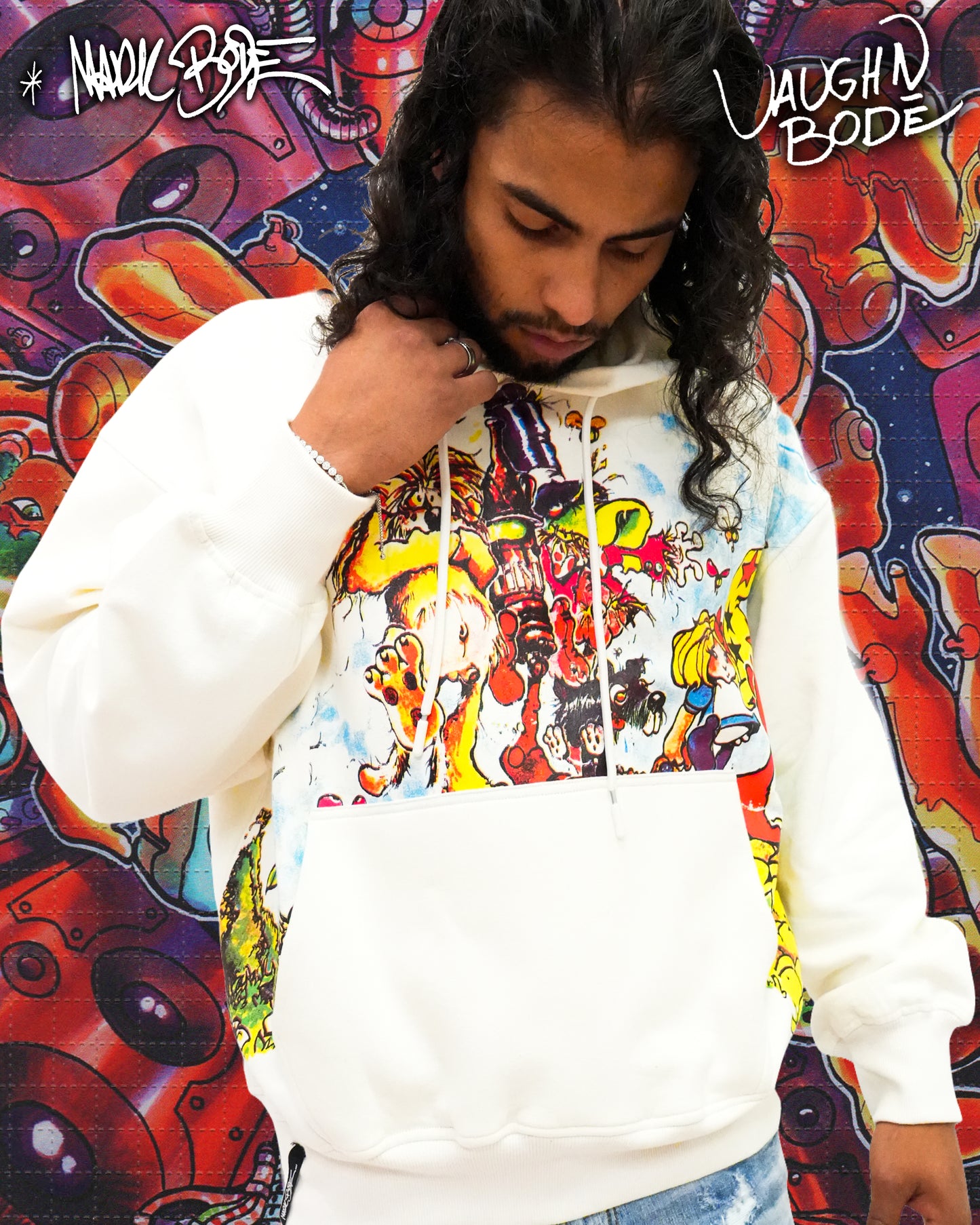 Mark Bodē Lizard Of OZ Bone White Knit Hoodie
