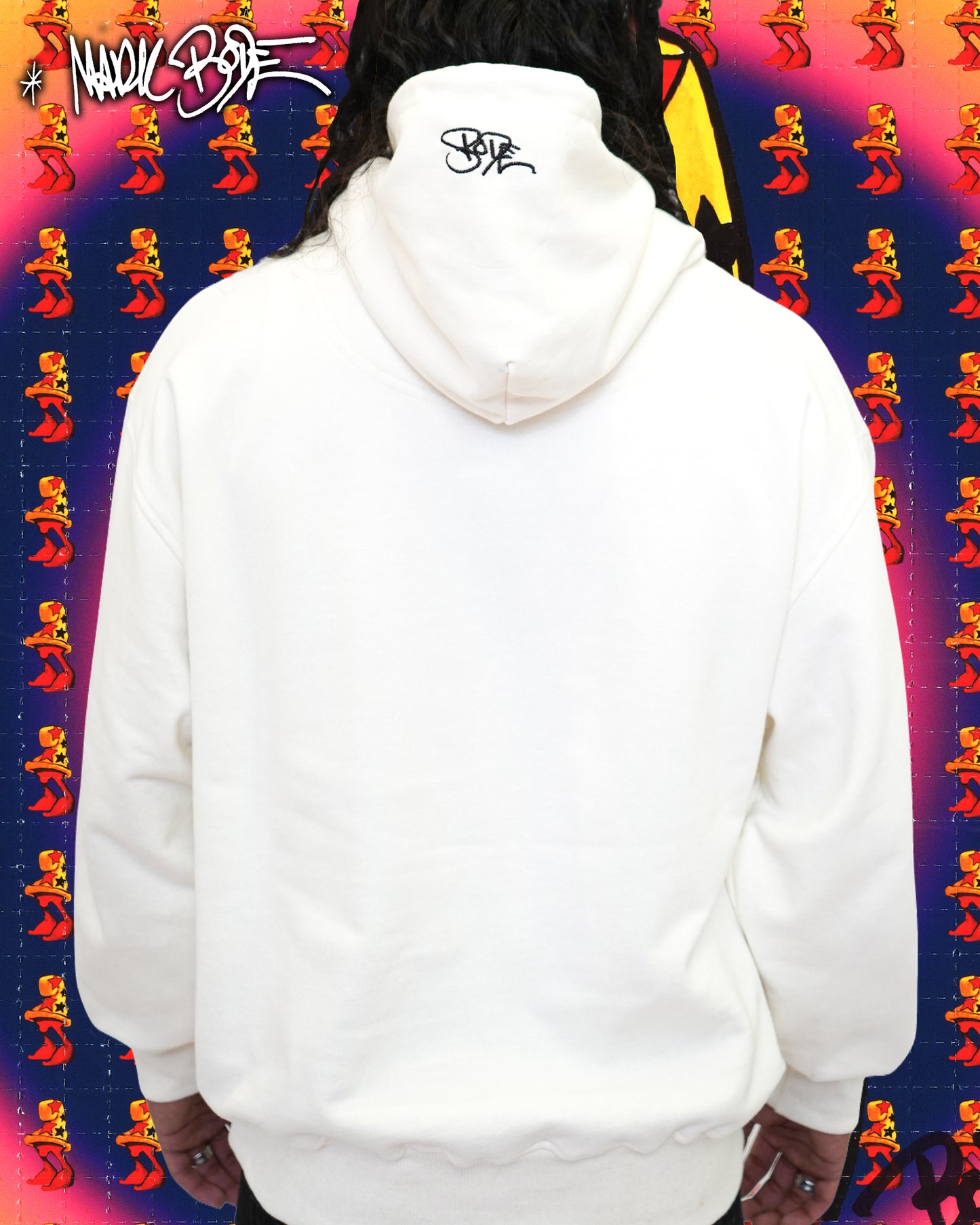 Mark Bodē Cheech N The Broad Bone White Knit Hoodie